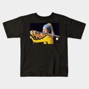 Girl with a Pearl Earring by Vermer and Beatrix Kiddo from Kill Bill Kids T-Shirt